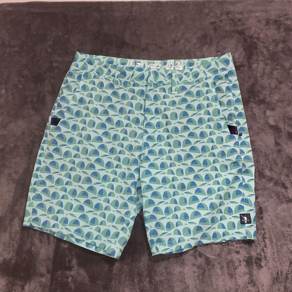 William Murray Green Hybrid Golf Shorts Mens 32x 9 Swim Drink Hunt Drawstring